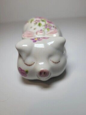 Vintage 1978 Avon Ceramic "Sleeping Pig" Pomander Potpourri Holder
